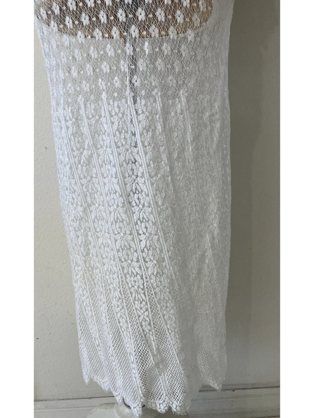 Vtg Jessica McClintock White Lace Prairie Dress Drop Waist Blouson Size 12 M - Picture 5 of 16